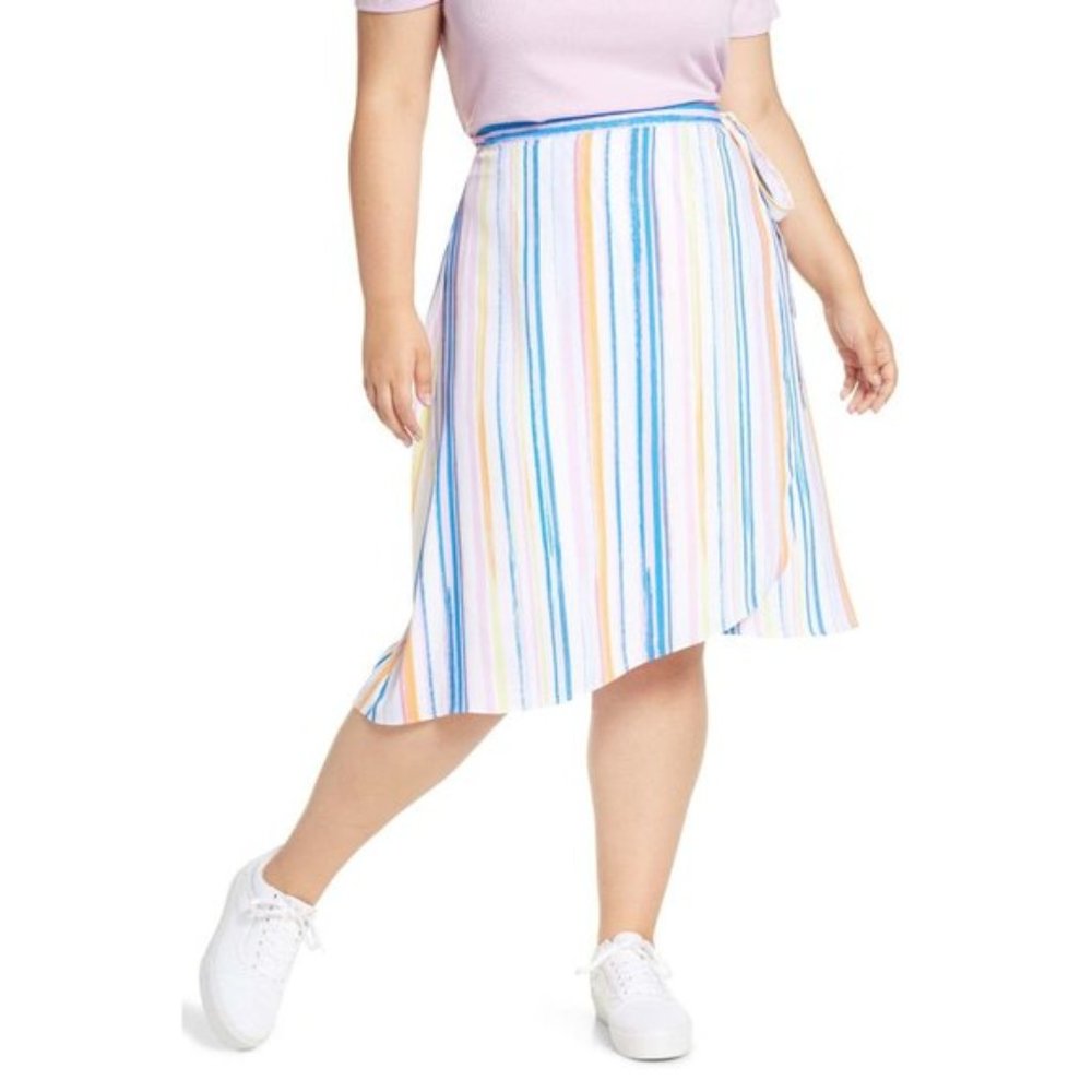 Bp Striped Midi Wrap Skirt Nordstrom